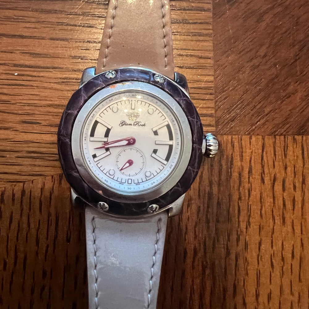 This is an authentic Glam Rock Women's Miami Watch Swiss Quartz WHITE & PURPLE